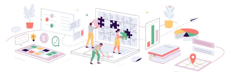 puzzle team work vector illustration