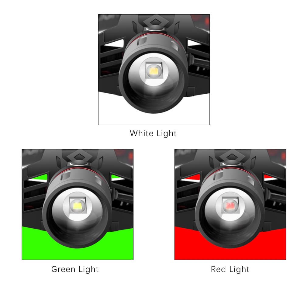 T6 white light green light red light zoom headlight - Image 2