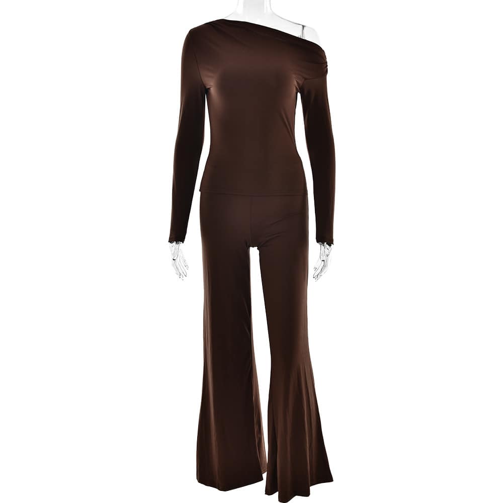 Suit New Sexy One-shoulder Top Hot Girl Hip Bag Bell-bottom Pants - Image 6