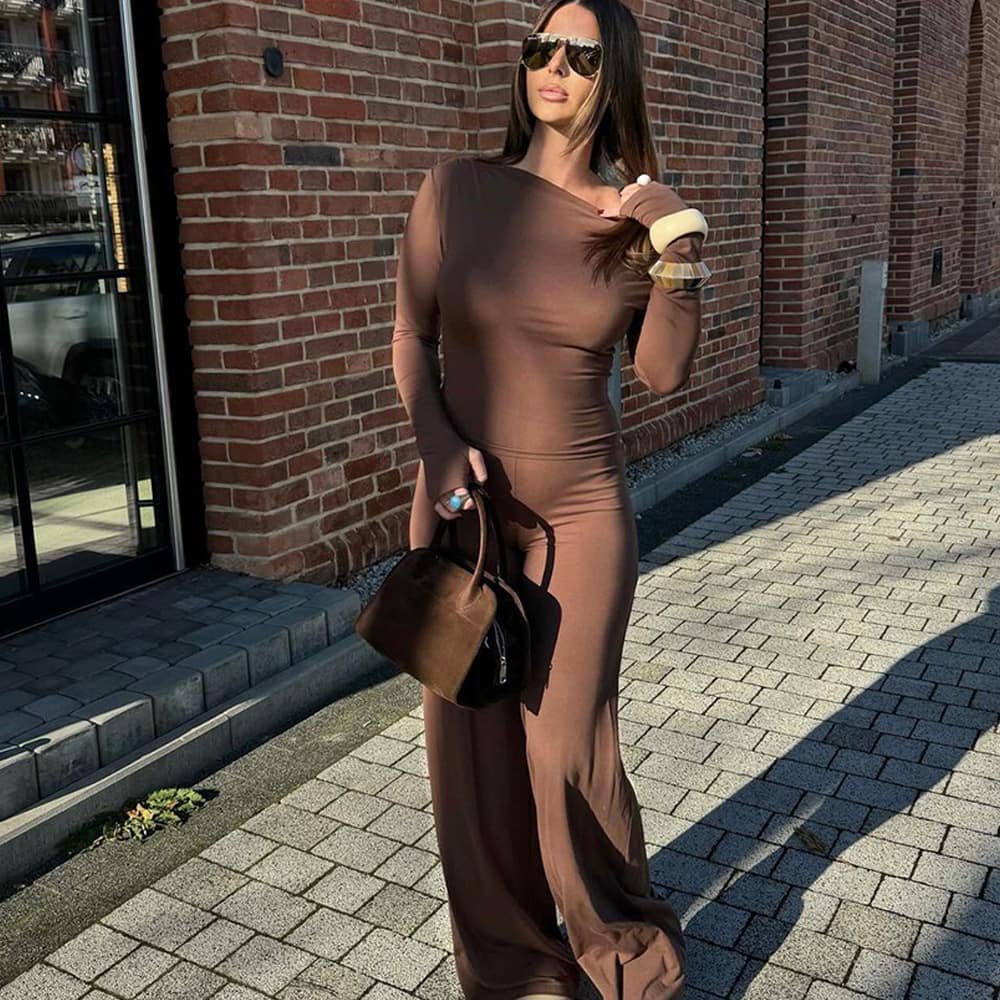 Suit New Sexy One-shoulder Top Hot Girl Hip Bag Bell-bottom Pants