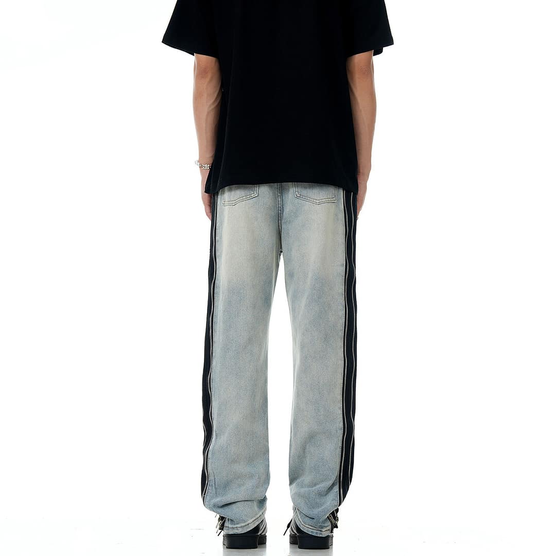 American High Street Side Zipper Stitching Jeans - Image 3