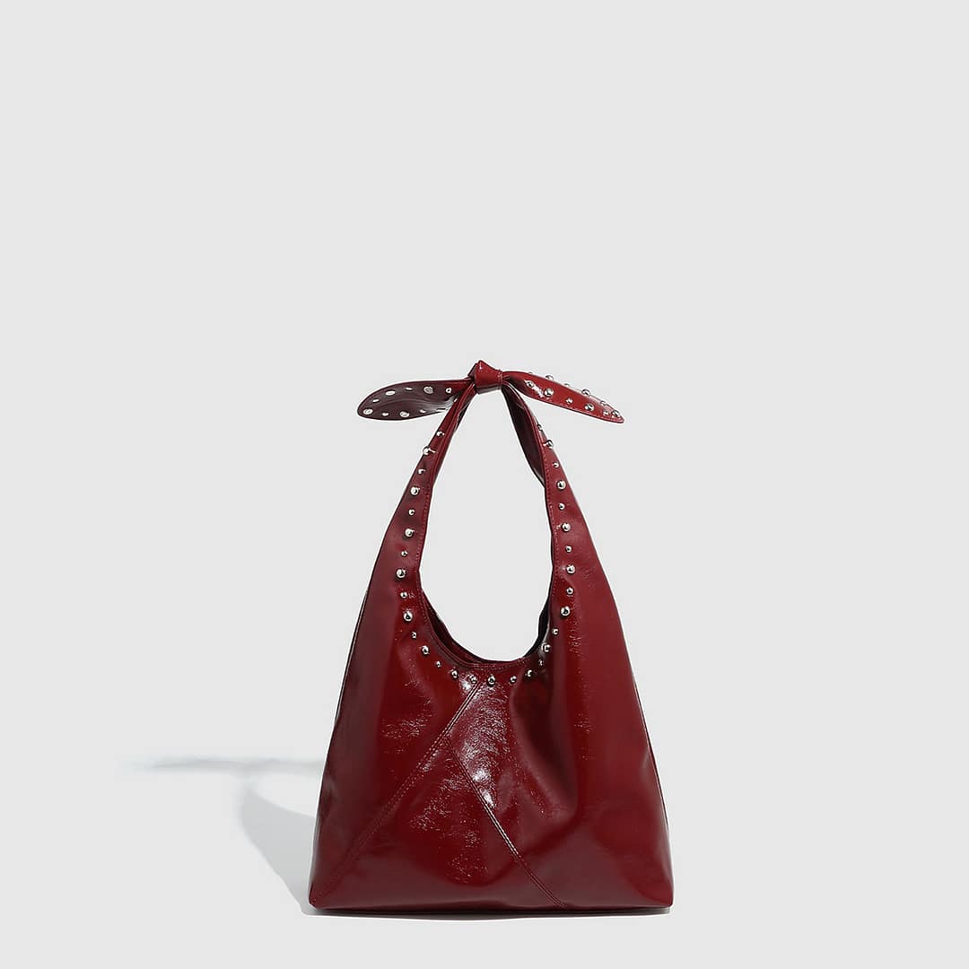 Tote Bag Rivet Bow Underarm Bag Women's Bucket Bag - Image 7