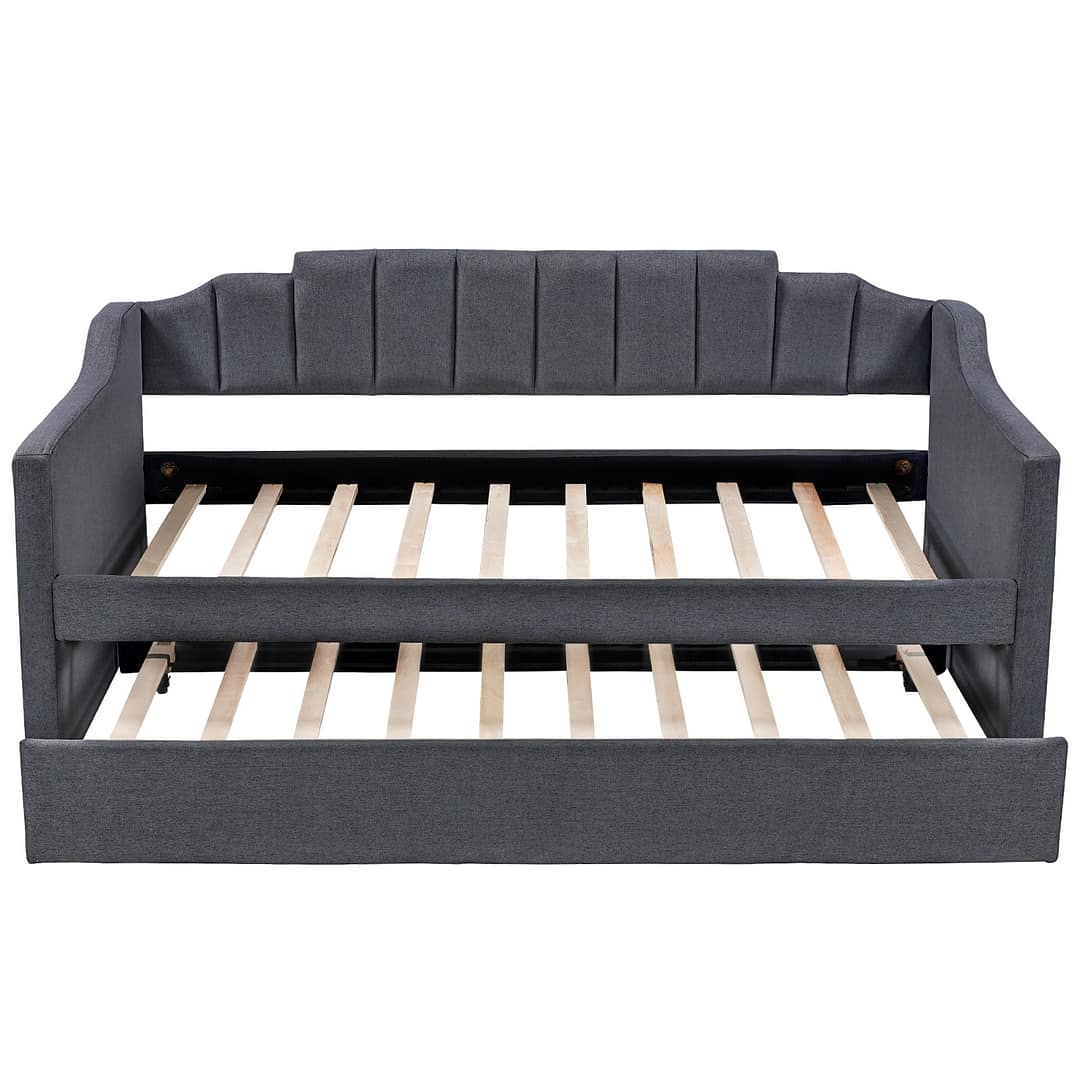 Upholstered Twin Daybed With Trundle,Black - Image 5