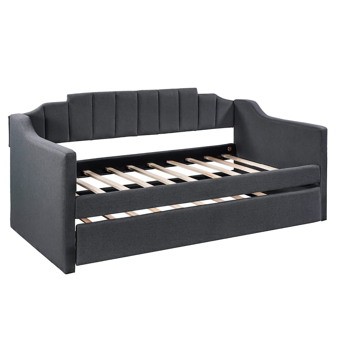 Upholstered Twin Daybed With Trundle,Black - Image 8