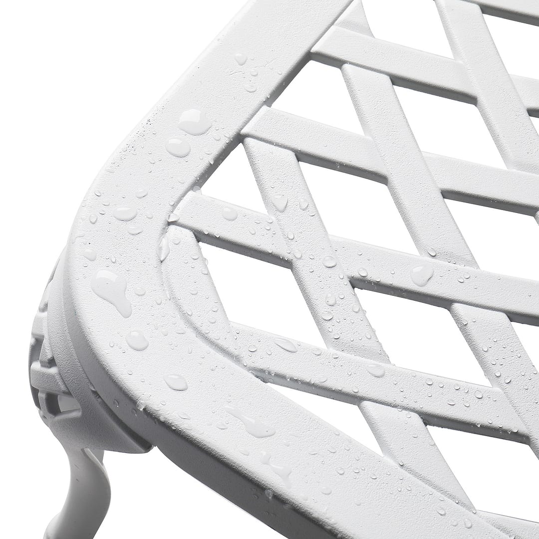 Adjustable Backrest White Courtyard Cast Aluminum Bed - Image 8