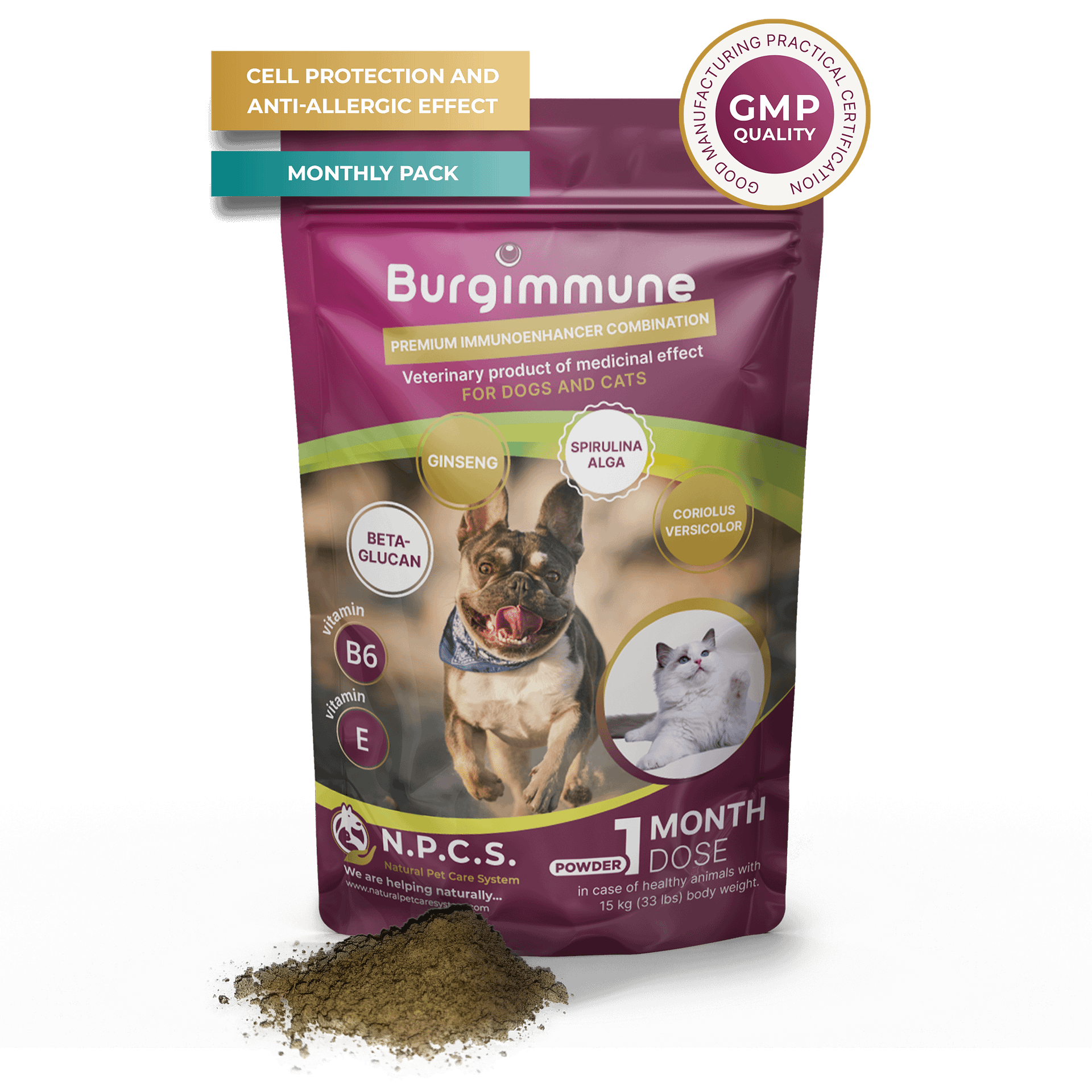 1 monthly dose of Burgimmune powder, 45g