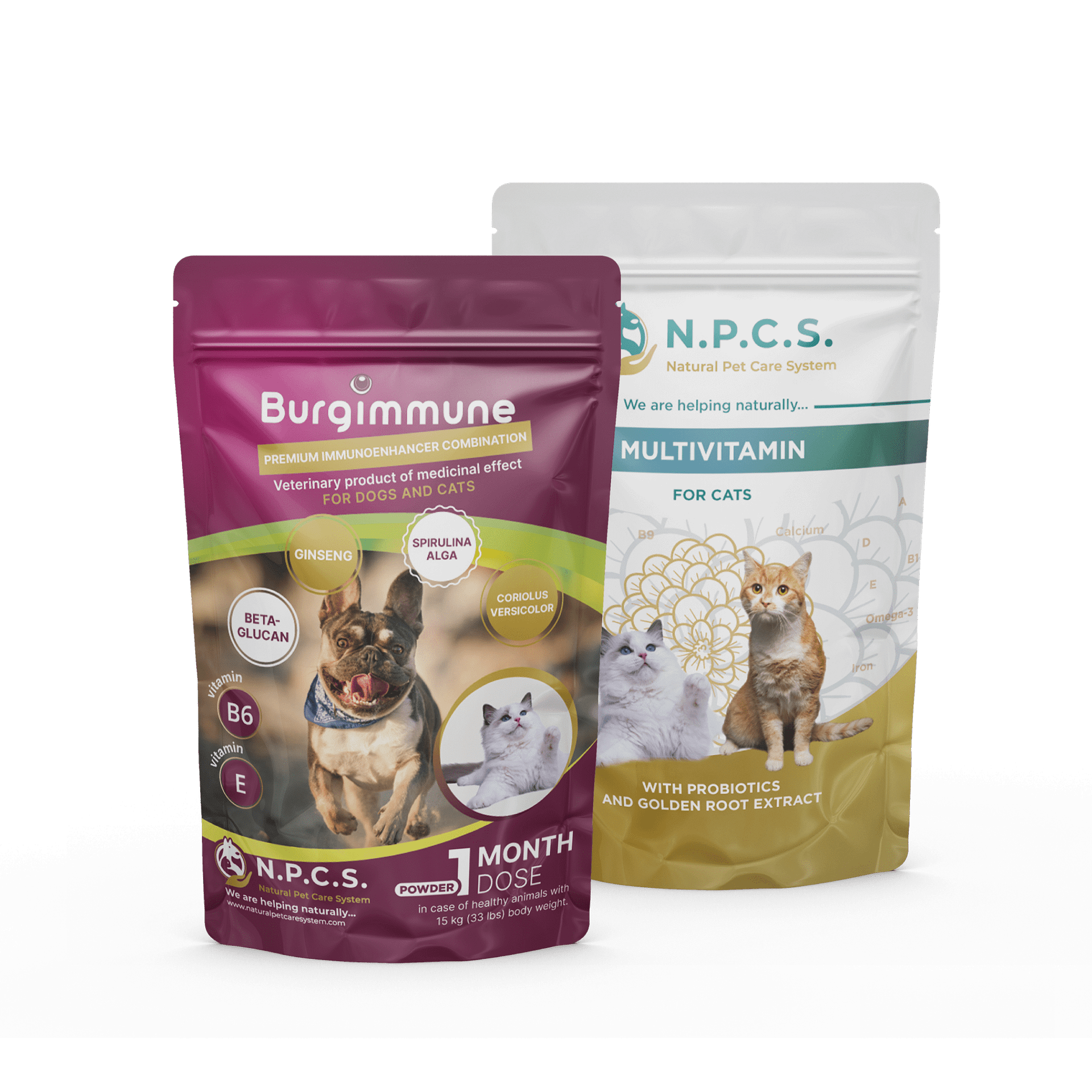 Burgimmune 1 Monatsdosis Pulver + Natural Pet Care System Multivitamin Für Katzen