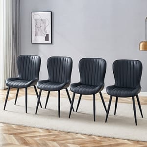 The Black Minimalist Ergonomic Dining Chair Comes In A Pack Of 4, With A Comfortable Design Of Extended And Curved Seat Cushions, Unlocking A Comfortable And Minimalist New Sitting Posture.
