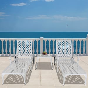 Adjustable Backrest White Courtyard Cast Aluminum Bed