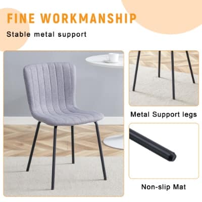 Luxury Minimalist Chairs - A Set Of 4 High Quality Dining Chairs With Black Metal Legs. The Integral Metal Leg Structure Is Suitable For Various Interior Decoration Styles. - Image 9