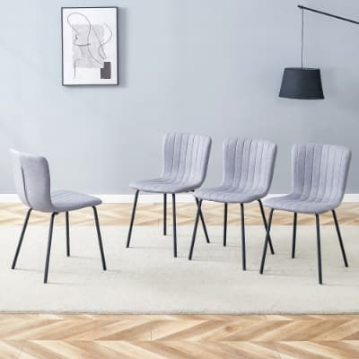 Luxury Minimalist Chairs - A Set Of 4 High Quality Dining Chairs With Black Metal Legs. The Integral Metal Leg Structure Is Suitable For Various Interior Decoration Styles. - Image 10