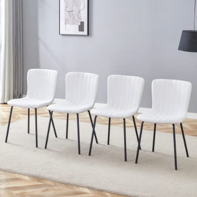 Luxury Minimalist Chairs - A Set Of 4 High Quality Dining Chairs With Black Metal Legs. The Integral Metal Leg Structure Is Suitable For Various Interior Decoration Styles. - Image 3
