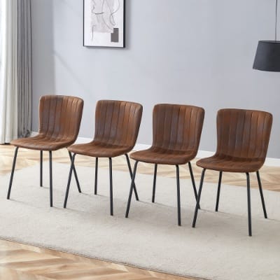 Luxury Minimalist Chairs - A Set Of 4 High Quality Dining Chairs With Black Metal Legs. The Integral Metal Leg Structure Is Suitable For Various Interior Decoration Styles. - Image 2