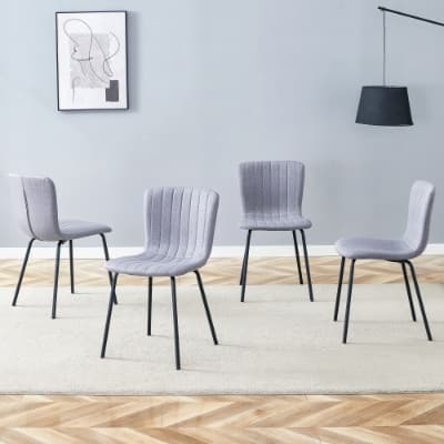 Luxury Minimalist Chairs - A Set Of 4 High Quality Dining Chairs With Black Metal Legs. The Integral Metal Leg Structure Is Suitable For Various Interior Decoration Styles. - Image 5