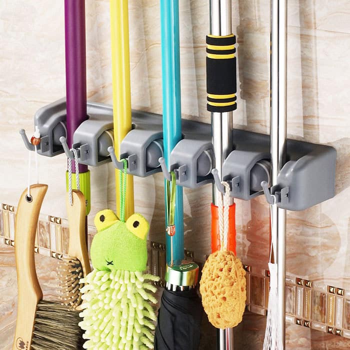 Plastic Mop Hook Wall Hanging Multifunctional Card Holder Drop Mop Rack Bathroom Broom Hanger - Image 4