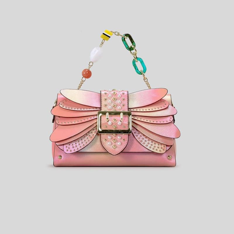 Contrast Color Heavy Industry Manual Rivet Butterfly Wings Handbag - Image 4