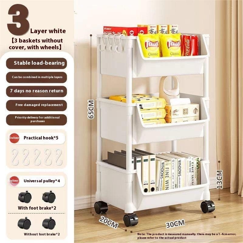 Floor Storage Rack Trolley Multi-layer Living Room And Bedroom With Wheels - Image 5