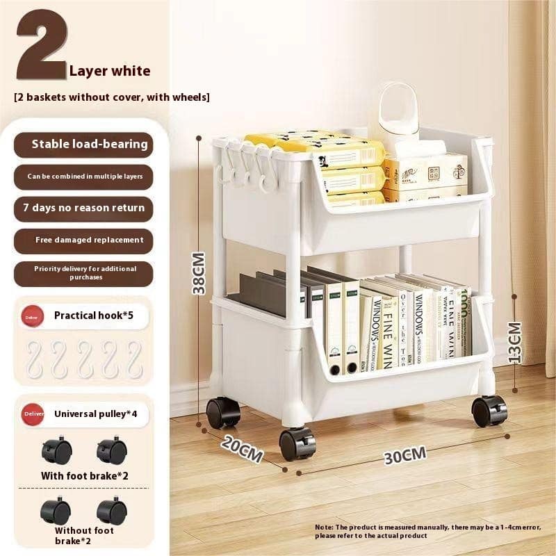 Floor Storage Rack Trolley Multi-layer Living Room And Bedroom With Wheels - Image 2