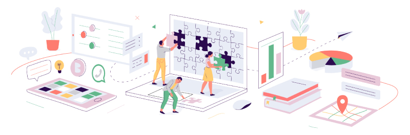 puzzle team work vector illustration