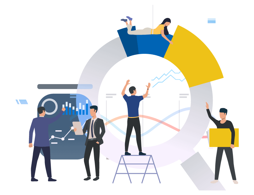 illustration of people working at office